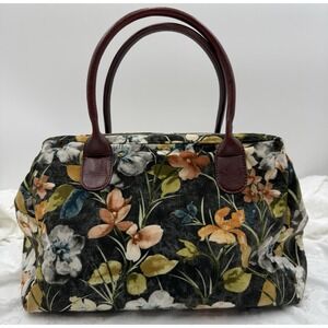 Vintage WENZ Velvet Soft Floral Bag‎ Double Handle Approx 14" x 9" Boho Beauty